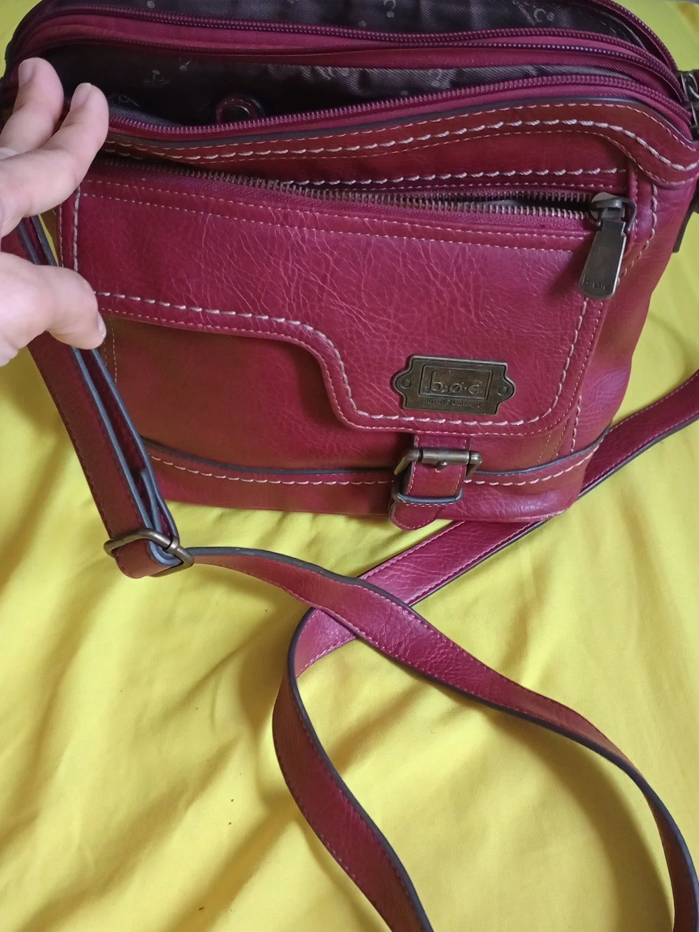 B.O.C Born Concepts burgundy faux leather crossbody bag with a front buckle deta - Picture 7 of 7